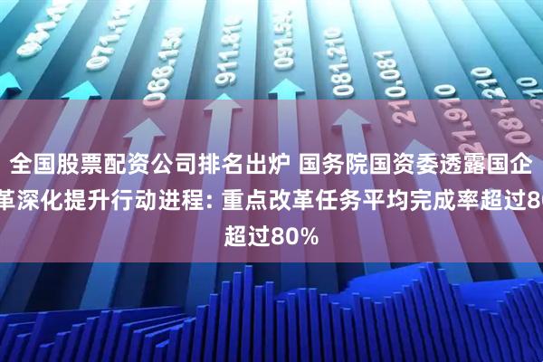 全国股票配资公司排名出炉 国务院国资委透露国企改革深化提升行动进程: 重点改革任务平均完成率超过80%